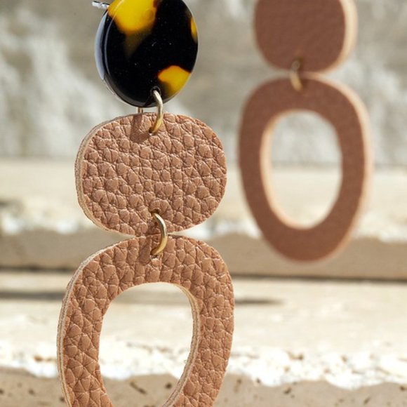 Faux Leather Acetate Button Earrings (Multi Colors) - Picture 4 of 5